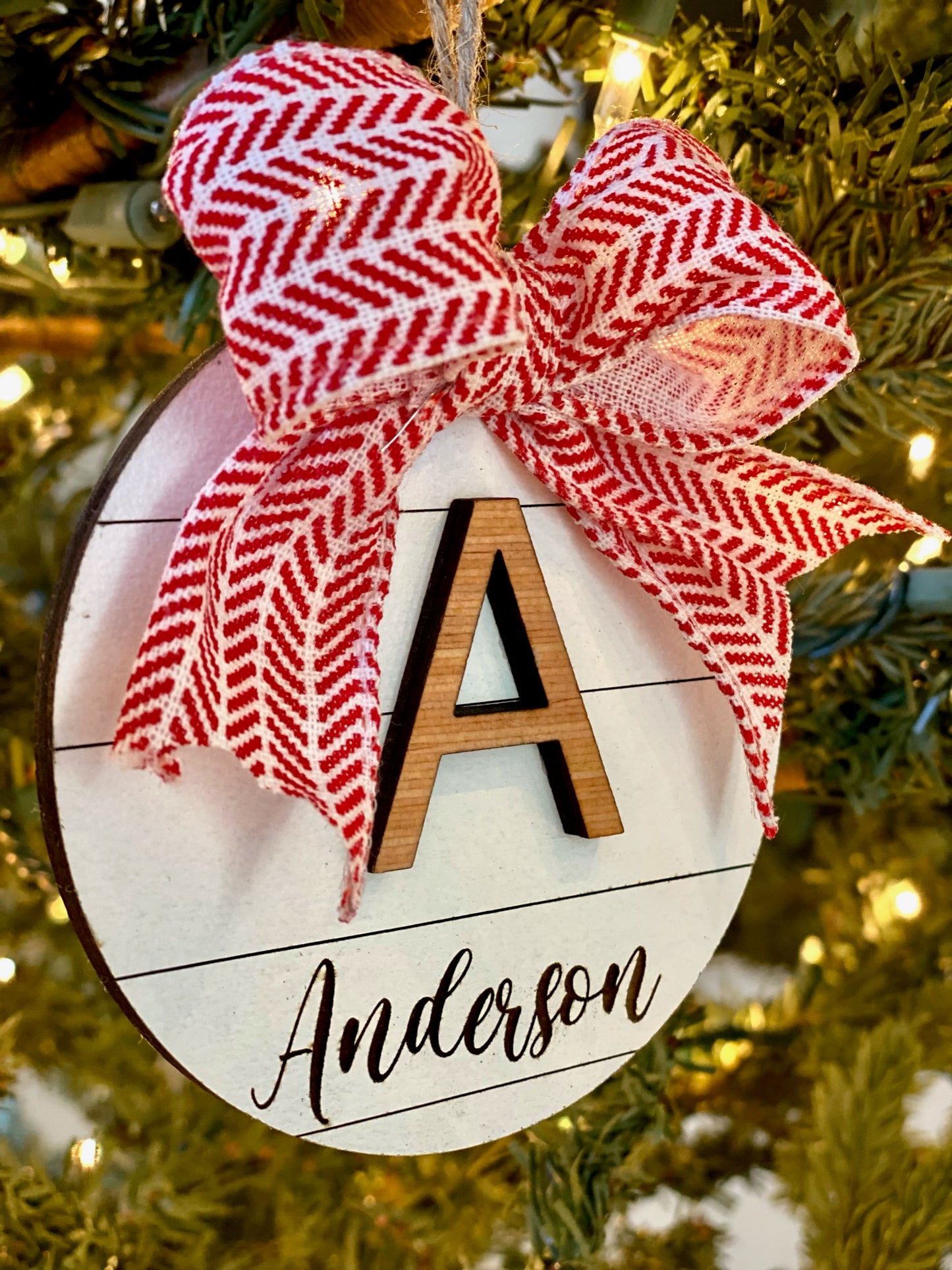 Round Shiplap Ornament - Custom Initial