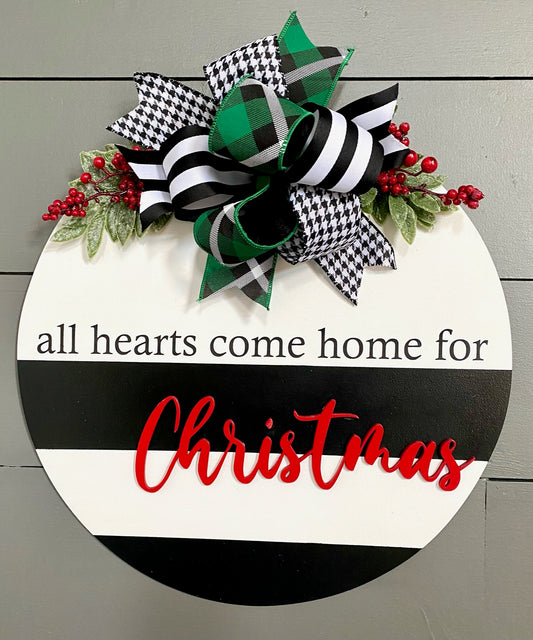 All Hearts Come Home For Christmas Round Door Hanger