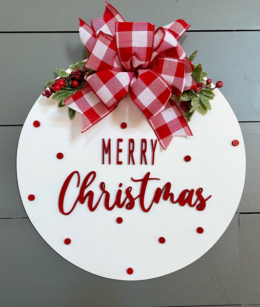 Merry Christmas Polka Dot Round Door Hanger