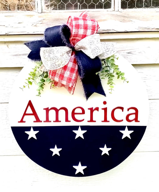 America Round Door Hanger