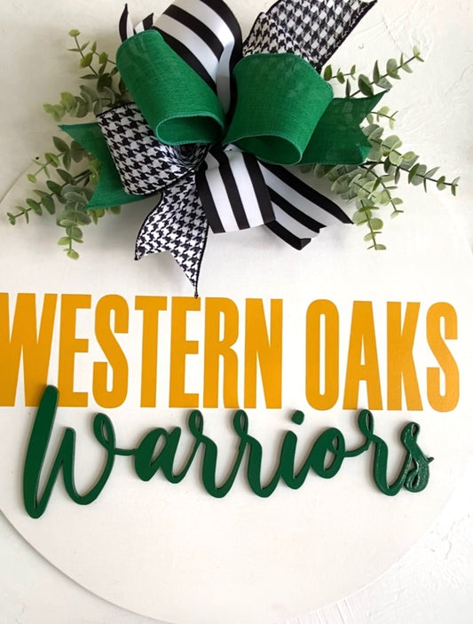 Friday Night Lights Door Hanger - Western Oaks Warriors